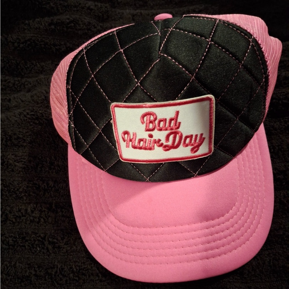 Playful Pink and Black Women’s Hat with Fun Patch